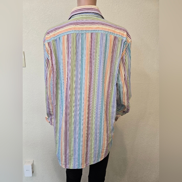 nick(it) New York London Long Sleeve Flip Cuff Button-Front Shirt Size Large - Picture 4 of 9